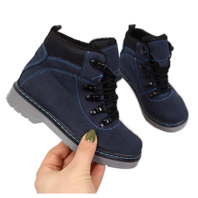 Boys' trappers with warm navy blue Kornecki 6737 Boys' trappers with warm navy blue Kornecki 6737