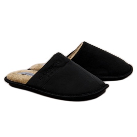Black Cadans home men's slippers with fur