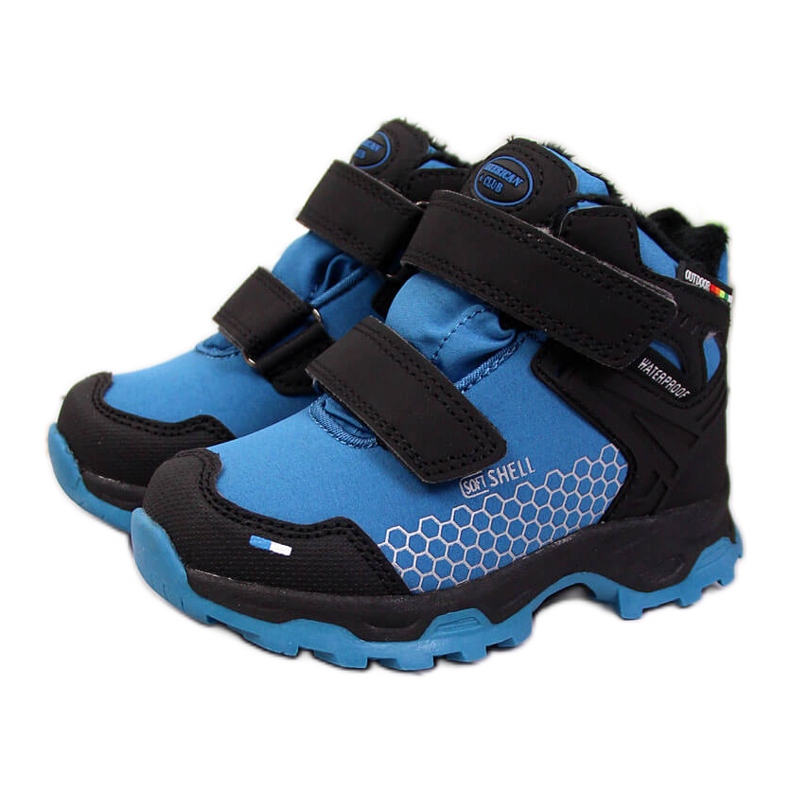 American Club blue velcro waterproof trekking snow boots black