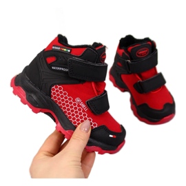 Children's waterproof snow boots with Velcro red American Club black