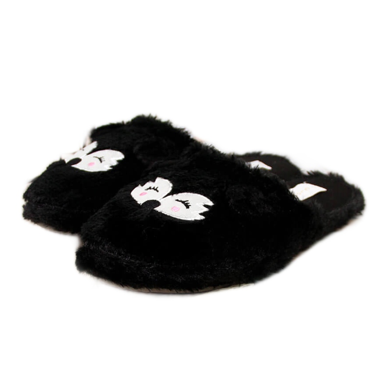 Black Cloxx fur women's slippers with ears