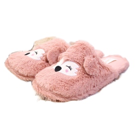 Women's fur slippers with ears pink Cloxx