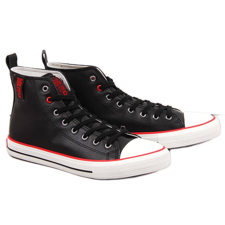 Men's high-top sneakers with black eco leather Big Star JJ174070