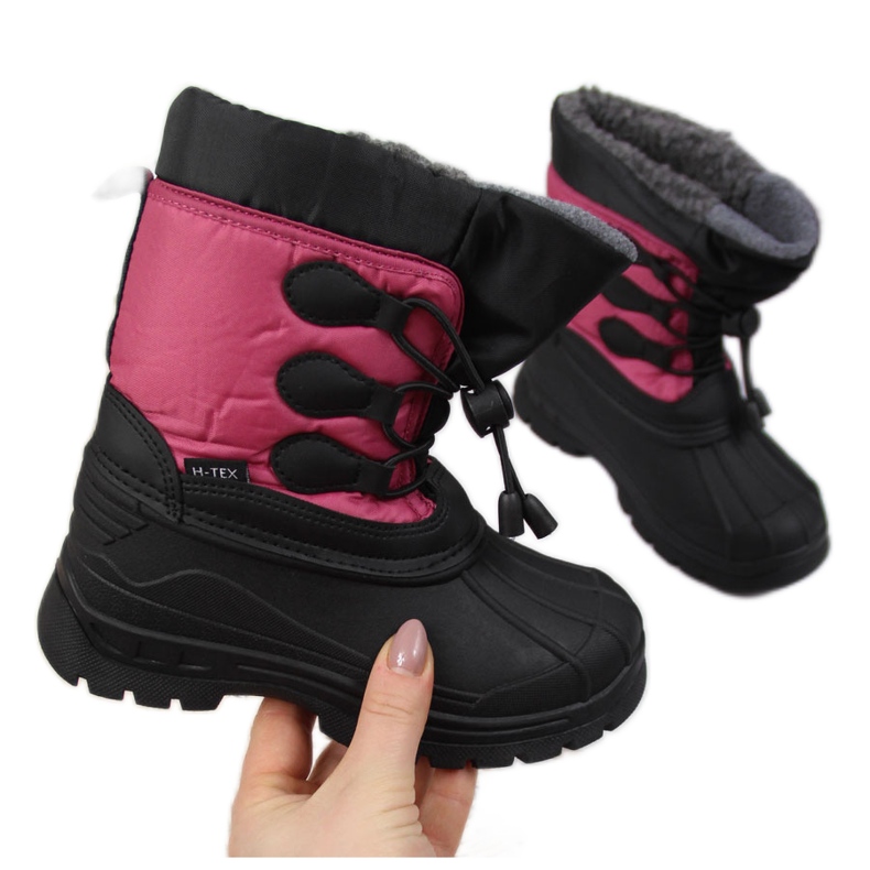 Insulated children's snow boots pink Gallop black