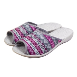Norwegian women's home slippers, violet pattern Befado purple grey