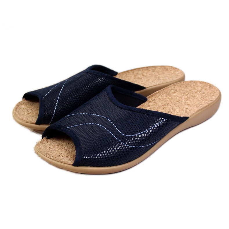 Navy Befado home women's cork slippers navy blue