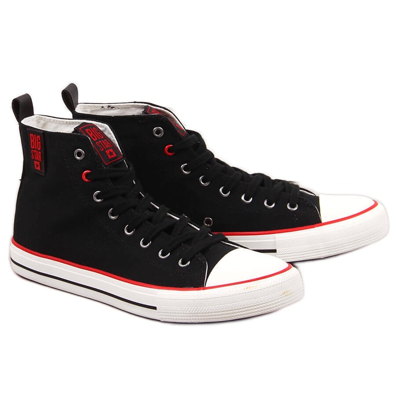 High-top black textile men's sneakers Big Star JJ174065