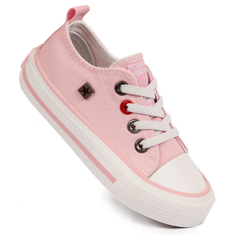 Girls' sneakers with pink elastics Big Star HH374093