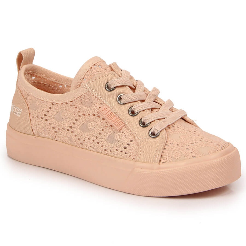 Girls' sneakers lace light pink Big Star JJ374006