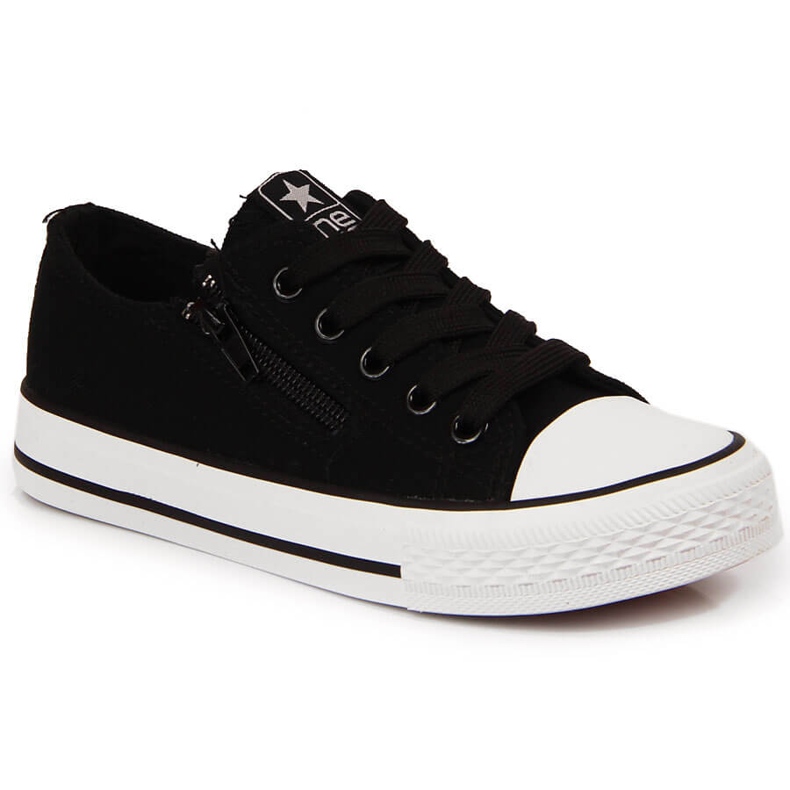 Black NEWS children's sneakers with a zipper
