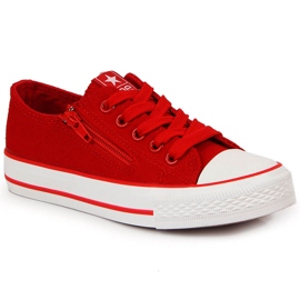 Red NEWS children's sneakers with a zipper