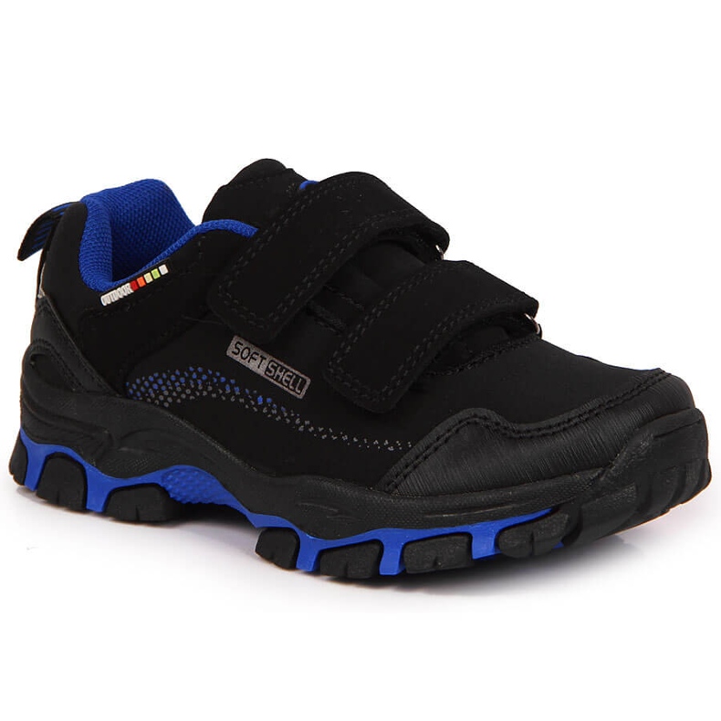 Children's trekking shoes, velcro, black and blue, American Club