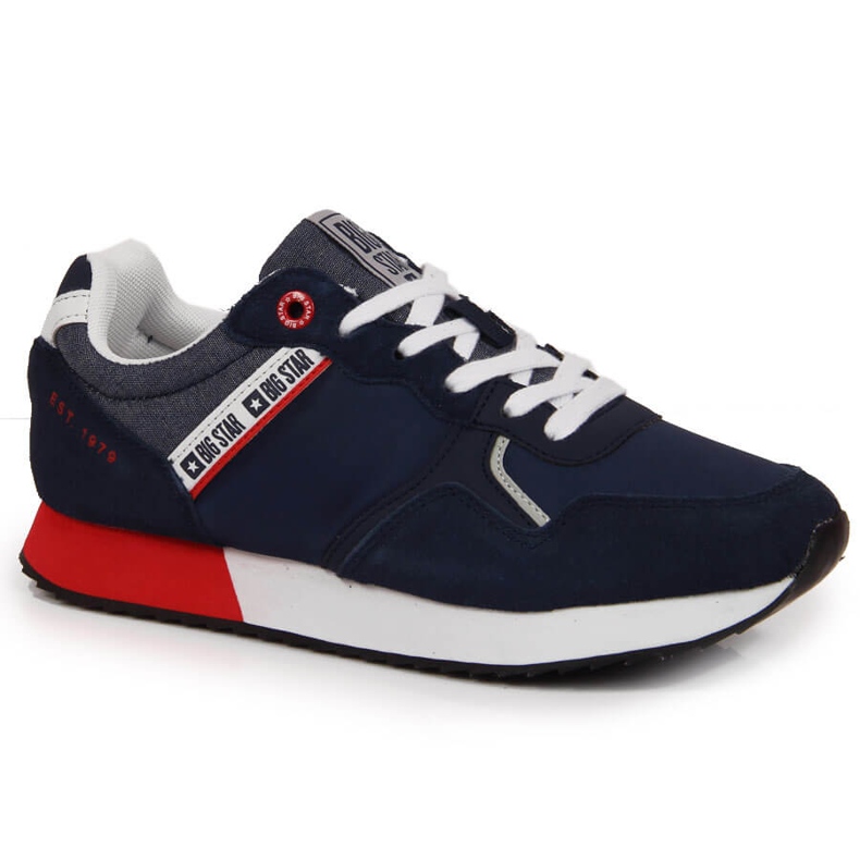 Leather navy blue sports shoes Big Star JJ274285 Leather navy blue sports shoes Big Star JJ274285