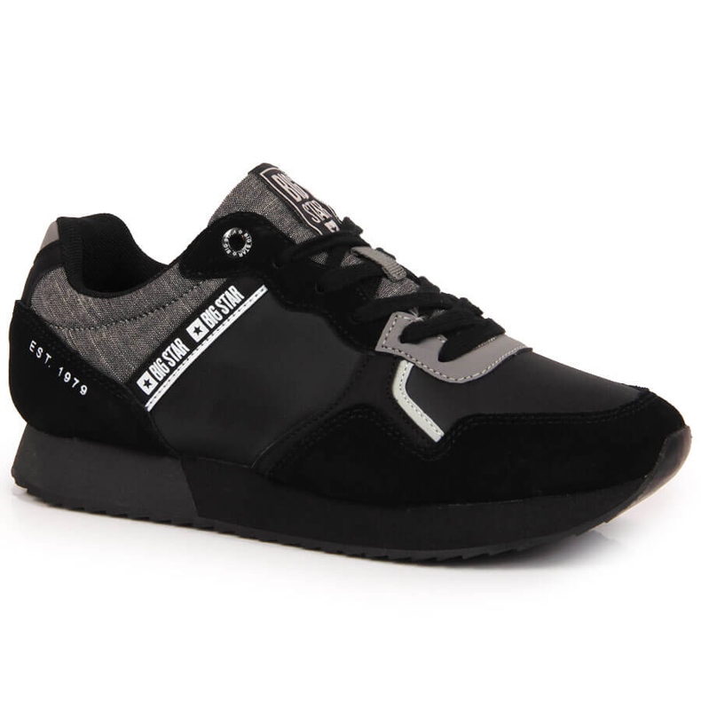 Black leather men's sports shoes Big Star JJ174145 Black leather men's sports shoes Big Star JJ174145