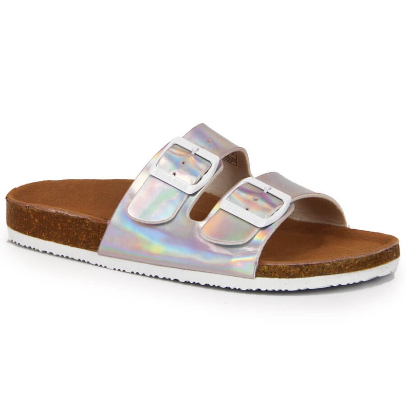 Women's silver slippers with buckles Big Star HH274895