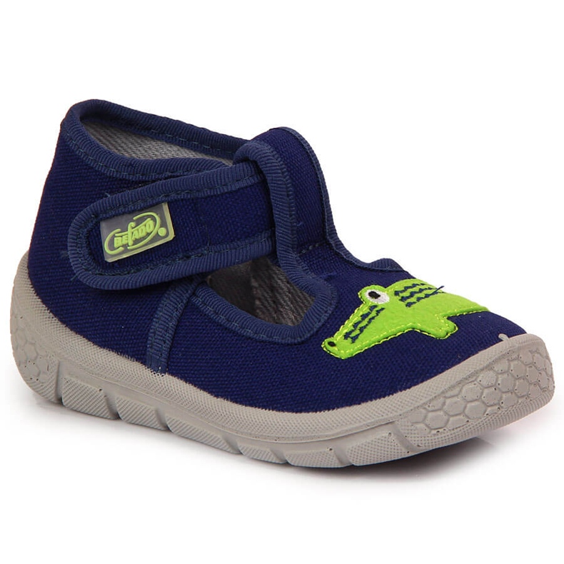 Boys' slippers with Velcro with alligator navy blue Befado