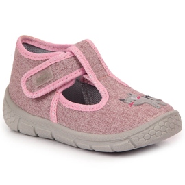 Girls' Velcro slippers with pink Befado cat