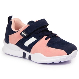 Grenade Befado girls' sports shoes with velcro navy blue pink