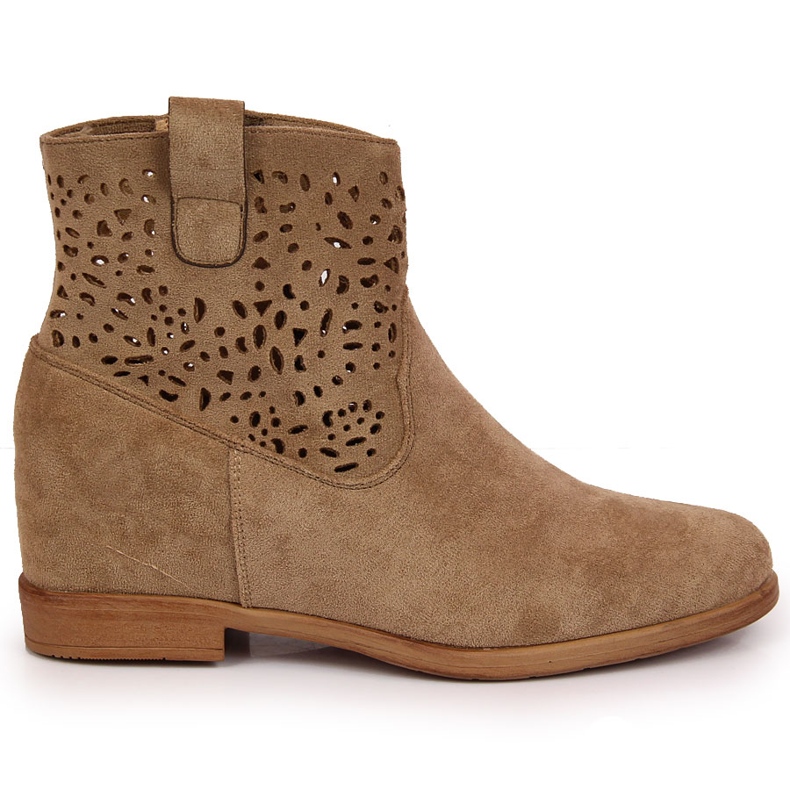 Women's openwork boots with a beige Filippo wedge