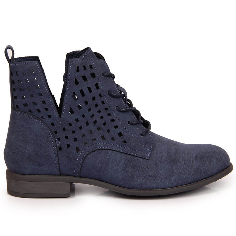 Women's spring openwork navy blue Jezzi boots