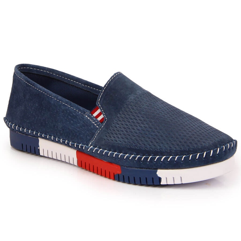 Comfortable women's leather shoes Artiker navy blue