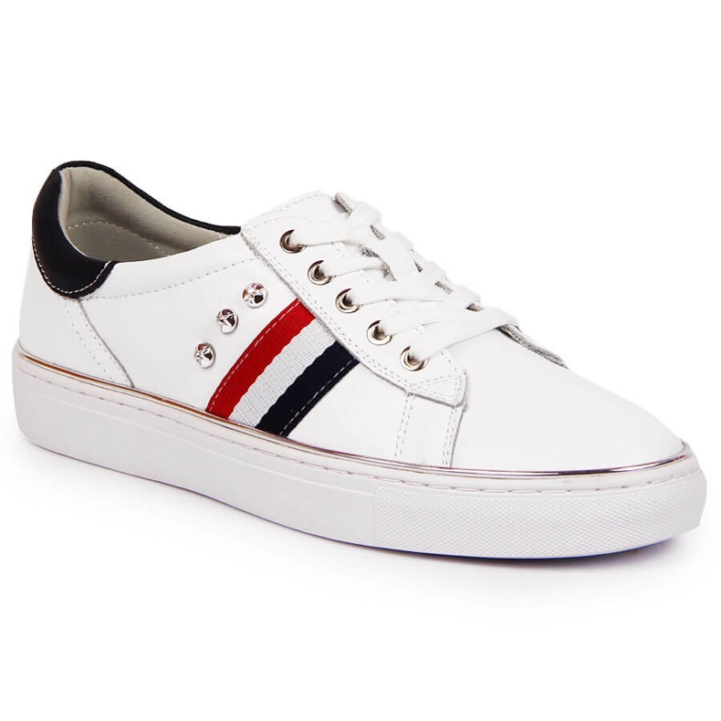 Women's leather shoes, white Vinceza sneakers