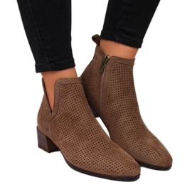 Brown Vinceza openwork women's boots on a block