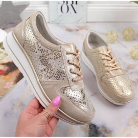 S.Barski Women's gold leather sneakers S. Barski S.Barski Women's gold leather sneakers S. Barski