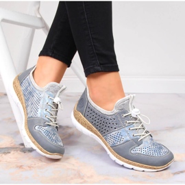 Openwork women's shoes blue Rieker N4255-12