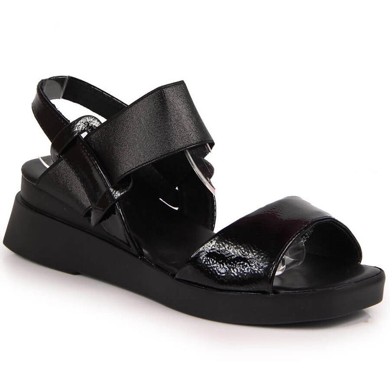 Black Potocki wedge sandals for women