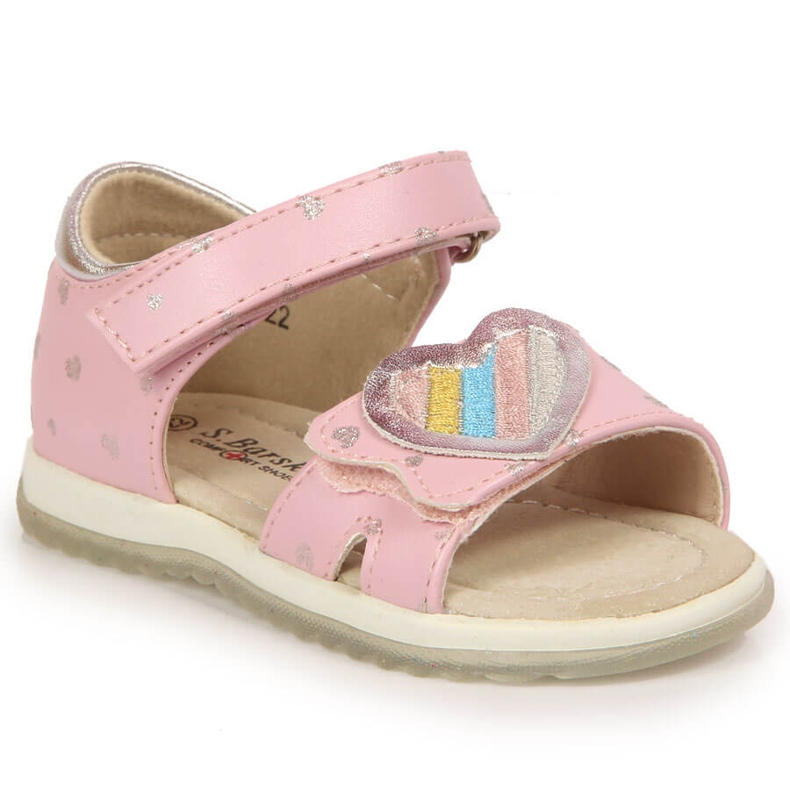 S.Barski Girls' sandals with velcro pink S. Barski