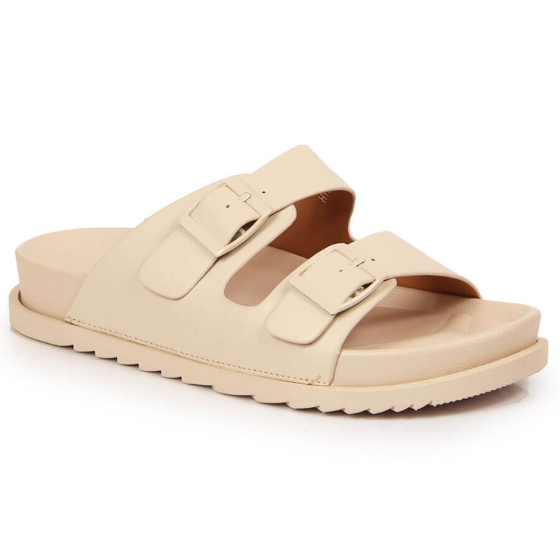 S.Barski Women's rubber slippers with buckles beige S. Barski