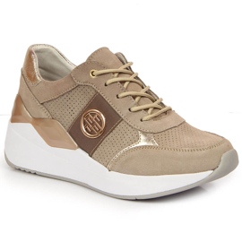 Women's leather sneakers on a beige wedge Filippo