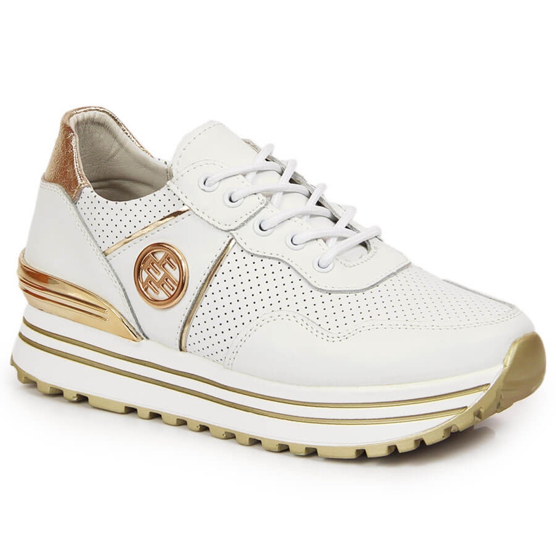 Women's leather sneakers on the white Filippo platform
