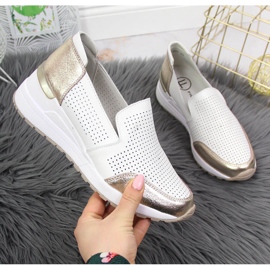 Leather wedge shoes, white Filippo