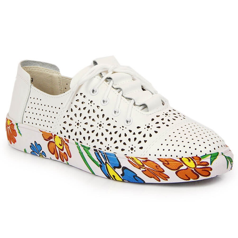 White Artiker openwork leather women's shoes