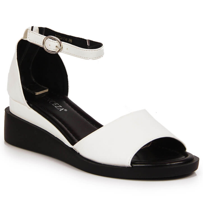 White Vinceza women's sandals on a wedge heel