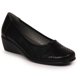 Women's openwork wedge shoes, black Jezzi Women's openwork wedge shoes, black Jezzi