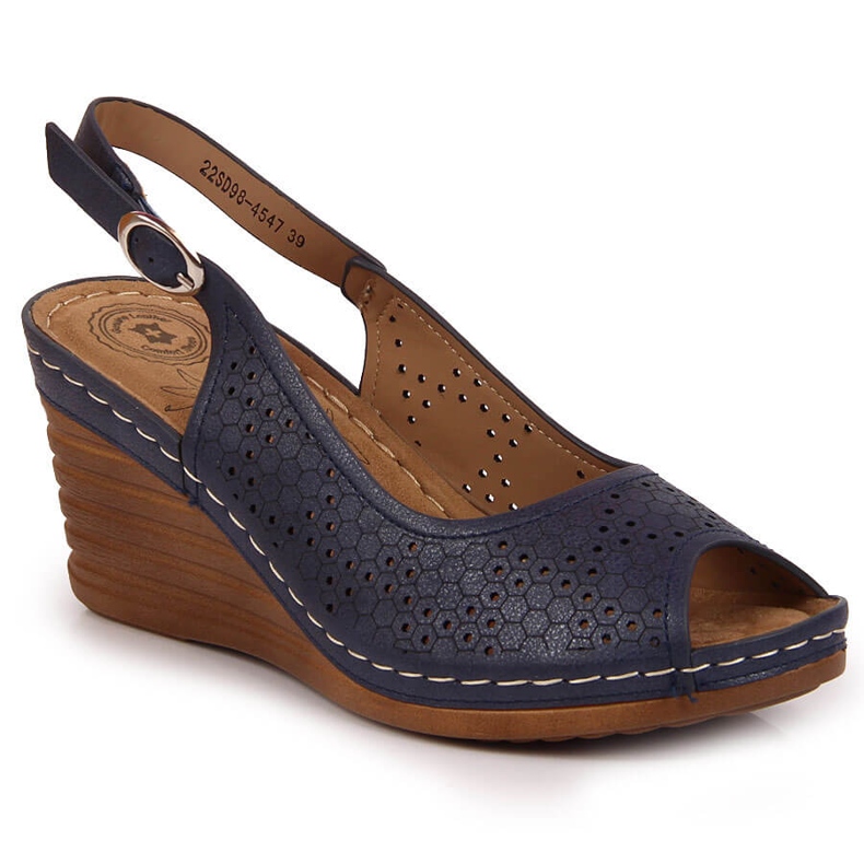 Comfortable sandals on a wedge heel eVento navy blue