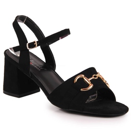 S.Barski Black women's sandals on a post with an ornament by S. Barski