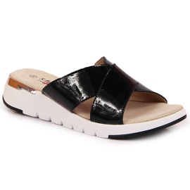 S.Barski Women's black patent leather slippers S. Barski