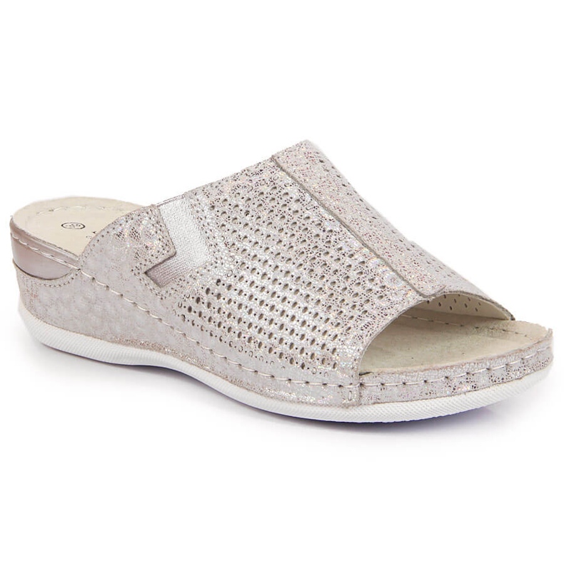 S.Barski Women's leather slippers on a silver wedge S. Barski