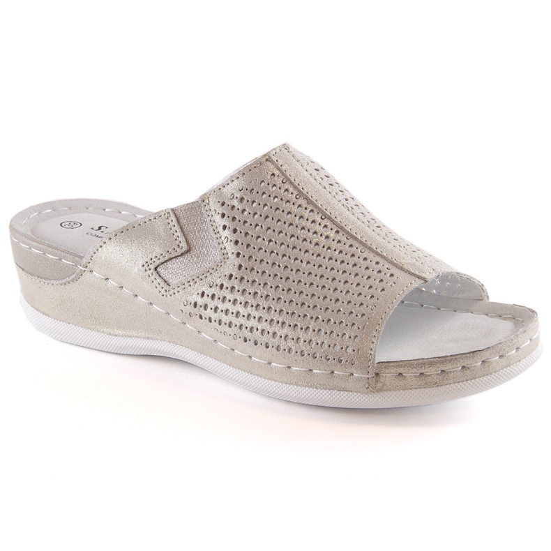 S.Barski Women's leather slippers on a golden wedge S. Barski S.Barski Women's leather slippers on a golden wedge S. Barski