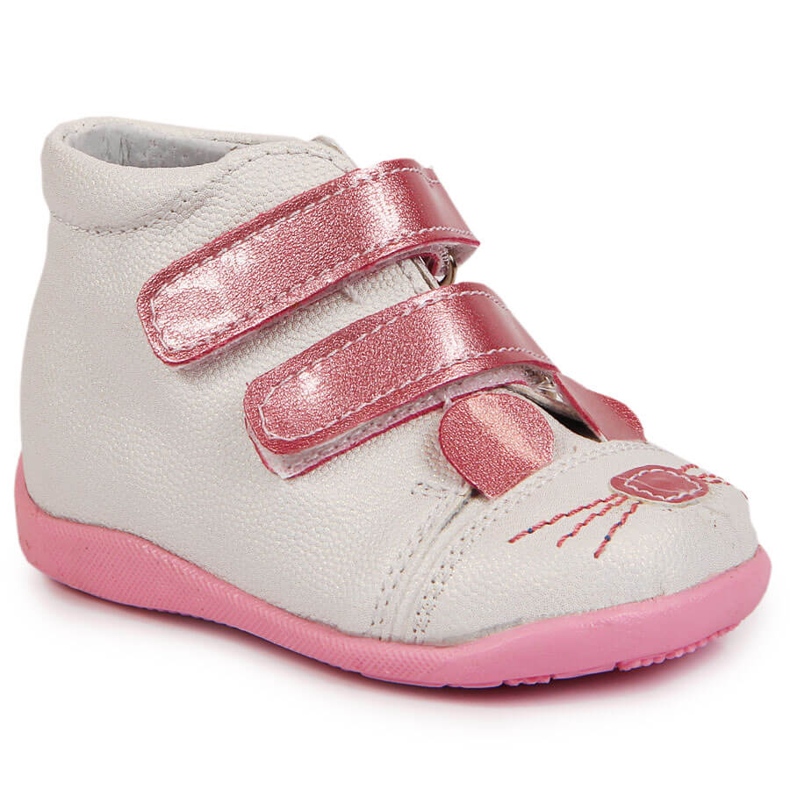 White Velcro shoes for girls Kornecki 6774 pink