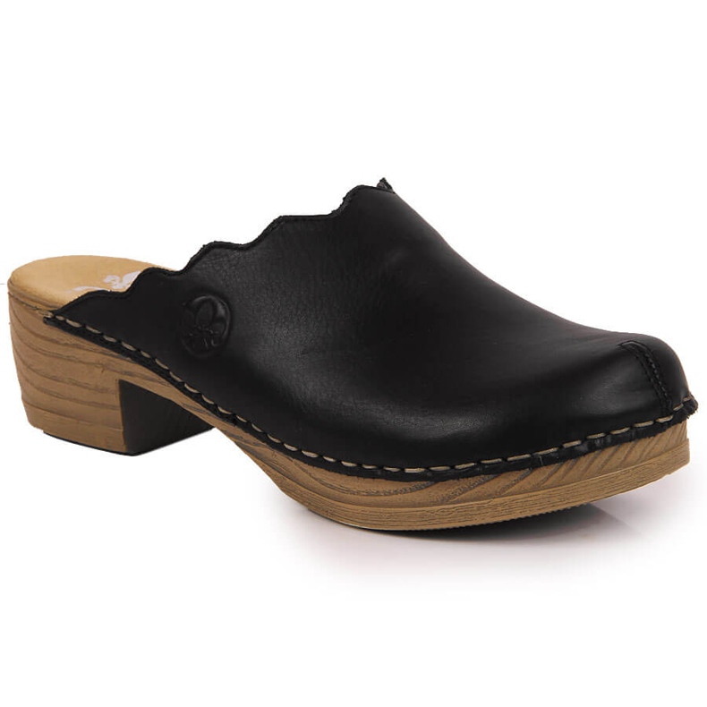Rieker V6844-00 black women's leather slippers Rieker V6844-00 black women's leather slippers