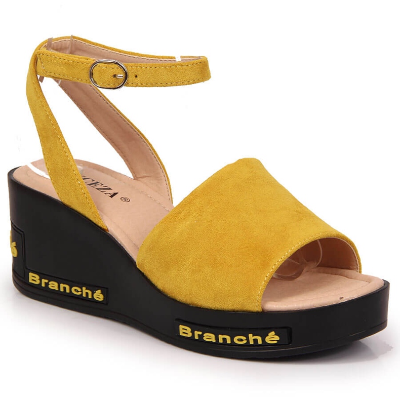 Yellow Vinceza women's sandals on a wedge heel