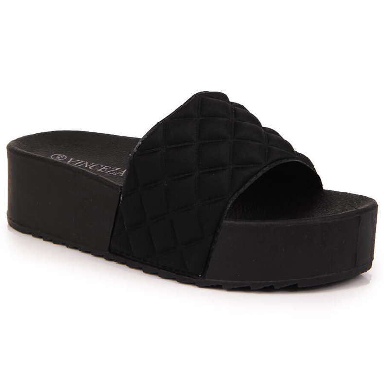 Black Vinceza quilted women's platform slippers
