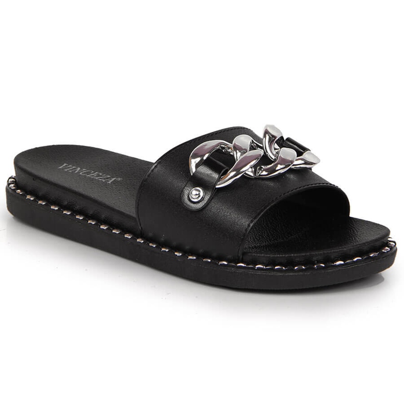 Black women's slippers with a chain Vinceza