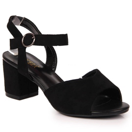 Women's sandals on the post black Vinceza suede