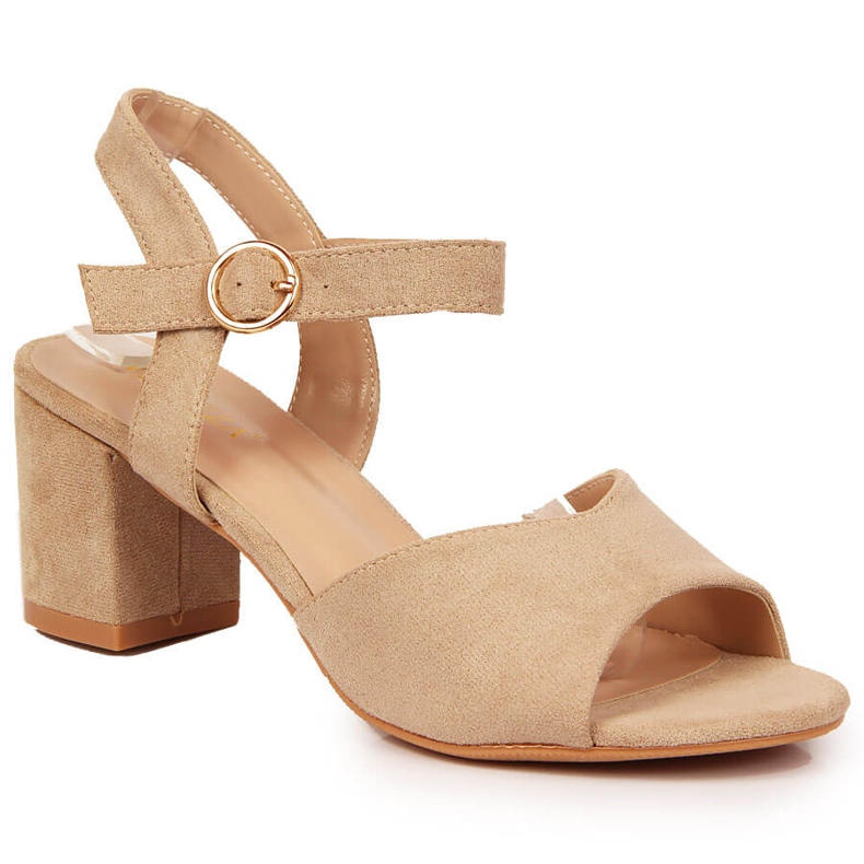 Women's sandals on the post beige Vinceza suede